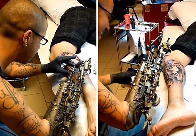 Tatuador que perdeu um braço, tem agora a primeira prótese com máquina de tatuar incorporada