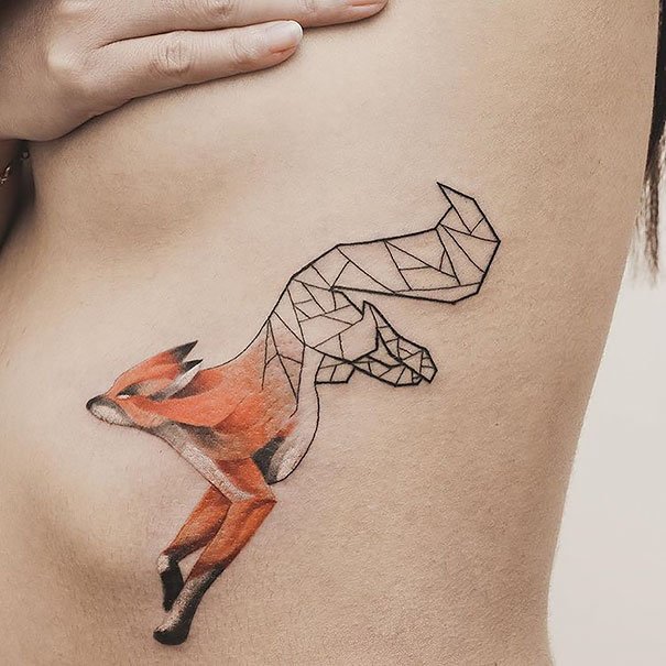 Tatuagens geniais que fundem geometria e natureza