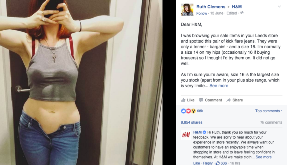 Estudante critica H&#038;M pelo tamanho de uns jeans, e o comentário viralizou