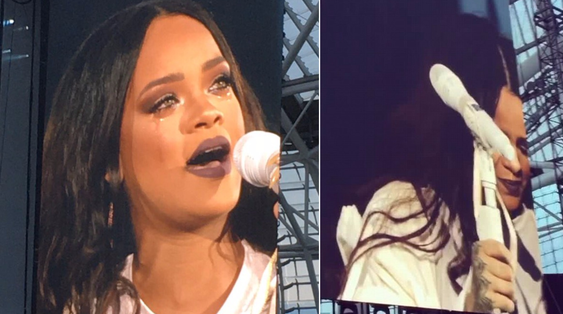 Rihanna em lágrimas durante actuação em Dublin
