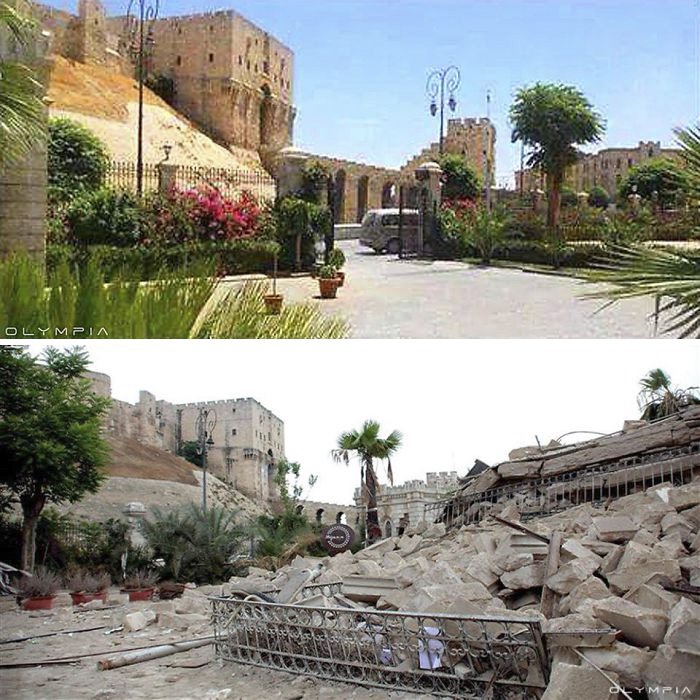 O antes e o depois da guerra, na maior cidade da Síria