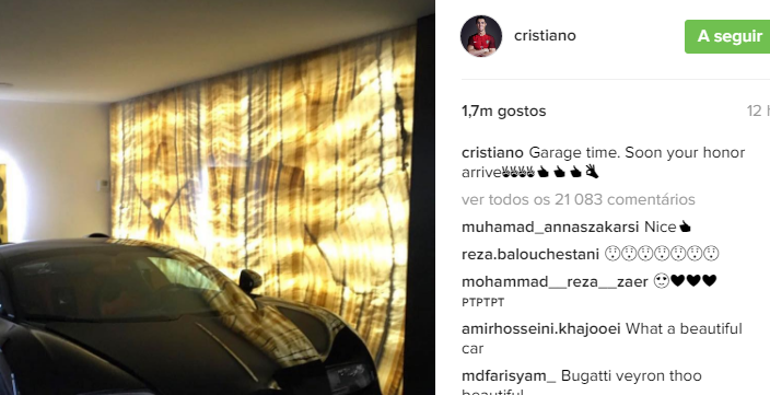 Cristiano Ronaldo tem carro novo, e mostrou-o, orgulhoso, no Instagram