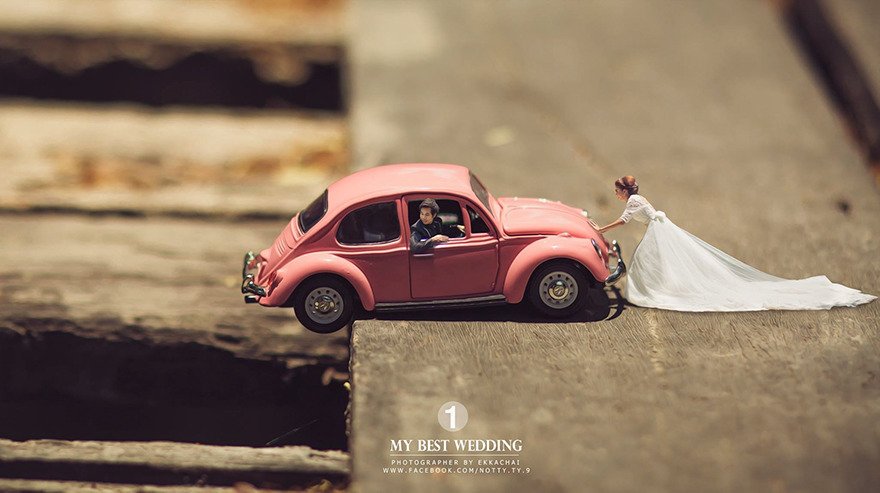 Fotógrafo de casamentos transforma casais em miniaturas