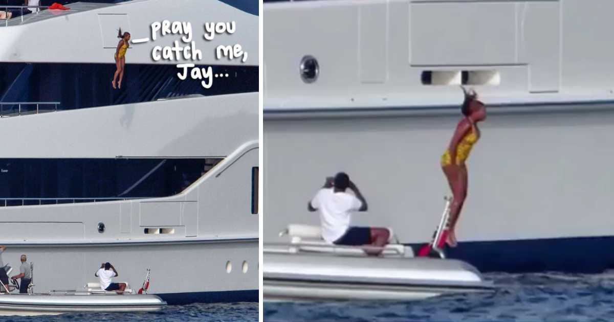 Beyonce mergulha para o mar a 9 metros de altura