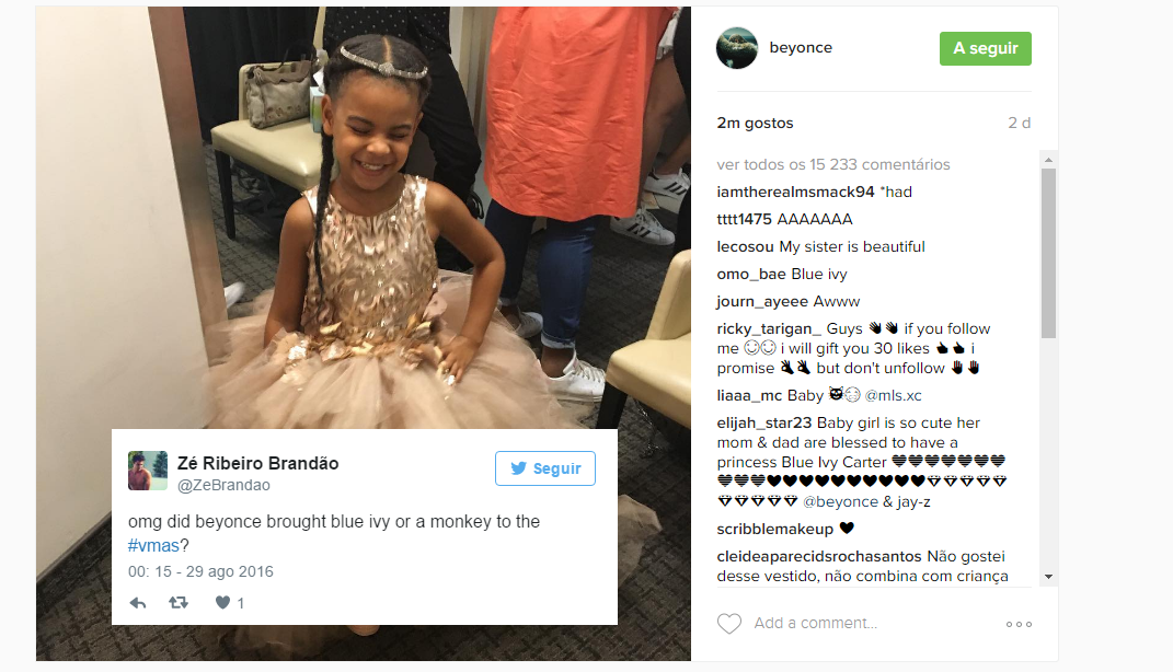 Blue Ivy: filha de Beyonce vítima de ataques racistas no Instagram