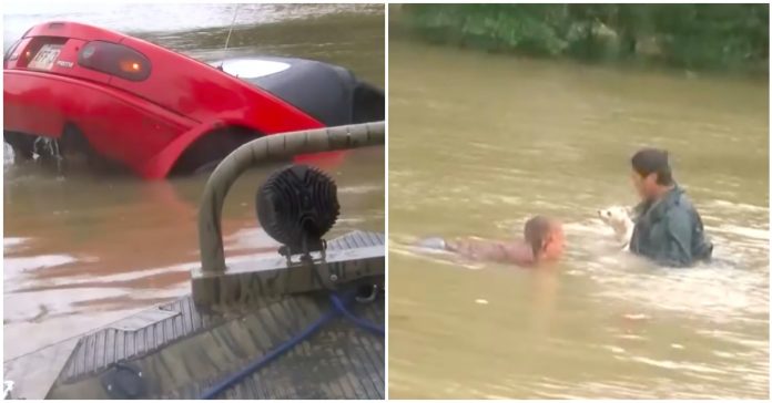 Salva mulher e cão de um carro a afundar, num vídeo de arrepiar