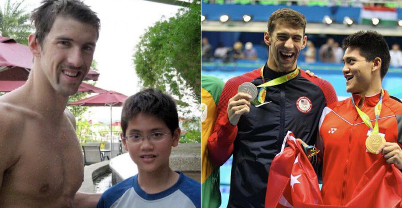 Em 2008 conheceu o ídolo Michael Phelps. Hoje bateu-o na piscina