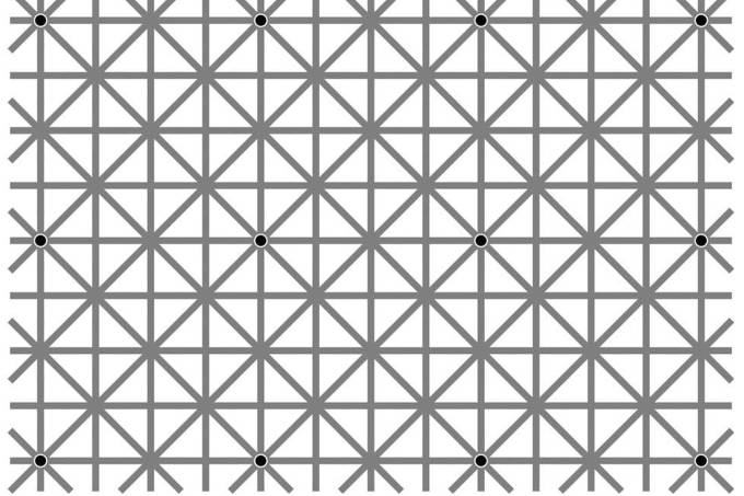 Há 12 pontos negros nesta imagem. Porque razão não é possível ver todos?