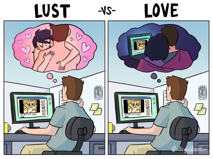 Amor vs Luxúria: Ilustradora resume bem as diferenças