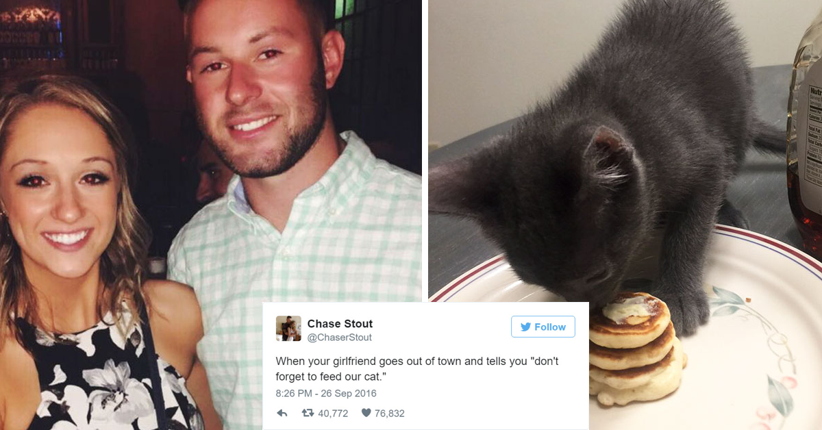 A internet rendeu-se às mini-panquecas que ele fez para o gato da namorada