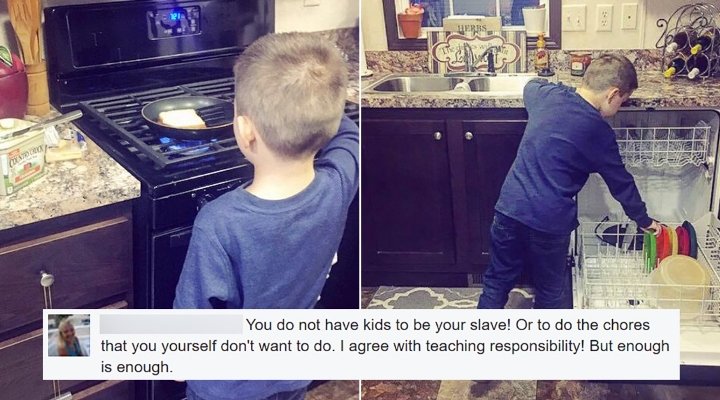 Mãe criticada por ensinar ao filho que tarefas domésticas não são só para mulheres