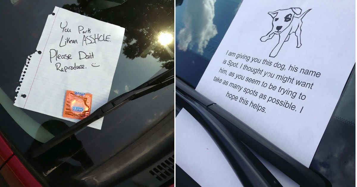 Bilhetes épicos para deixar a quem estaciona mal o carro