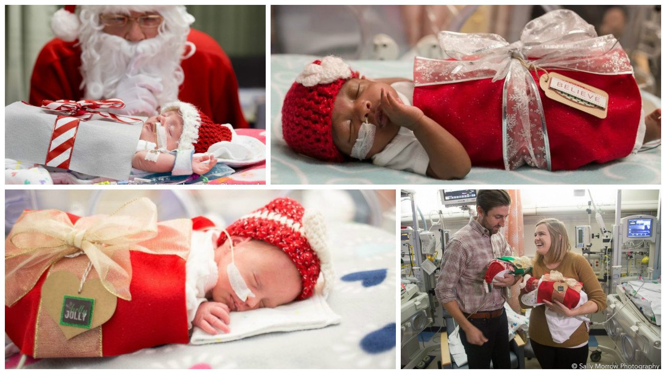 Voluntários vestem bebés prematuros para o Natal, e derretem a internet