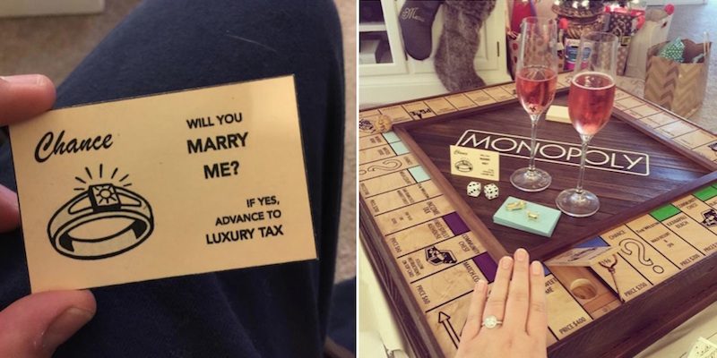 Usou um tabuleiro de Monopólio personalizado para pedir a namorada em casamento
