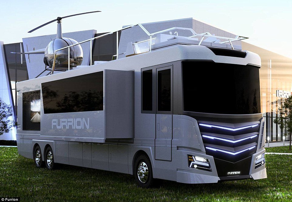 Esta «auto-caravana» custa 2.5 milhões de euros, e até tem um helicóptero