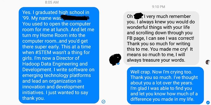 Mulher envia mensagem de agradecimento ao antigo professor que encontrou no Facebook, e a internet emocionou-se
