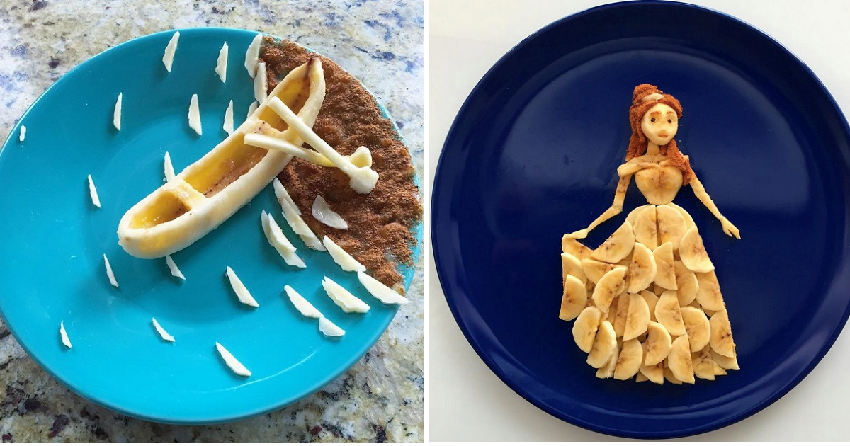 Pai super criativo faz obras de arte com bananas para o pequeno-almoço da filha