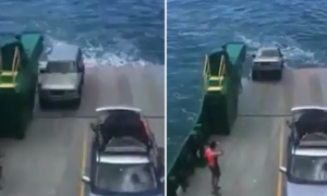 Vídeo capta momento em que um carro caiu de um ferry-boat
