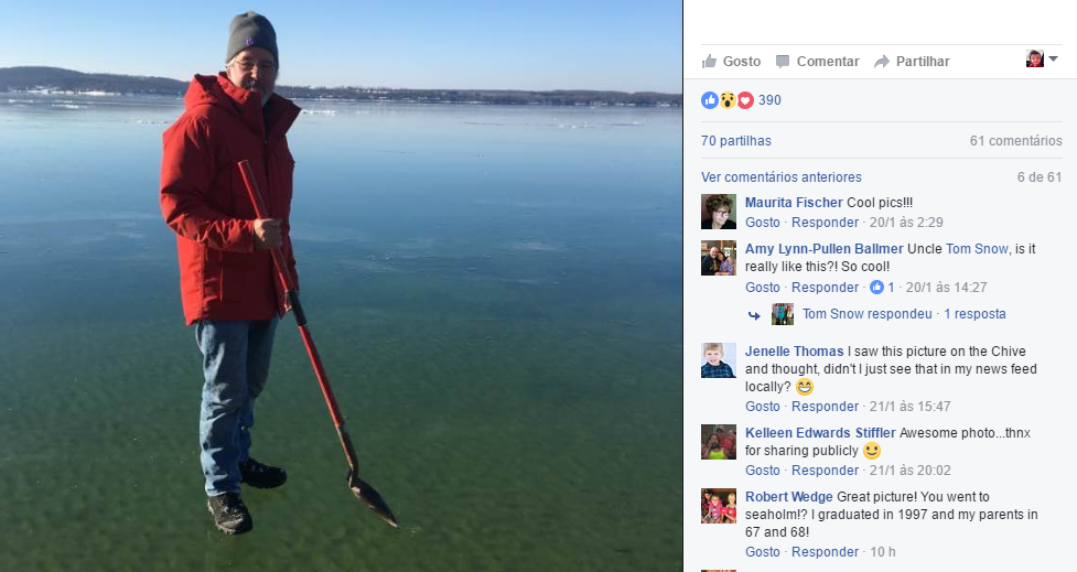 Lago gelado, e incrivelmente límpido, dá origem a foto viral