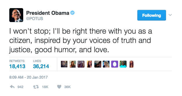 Os últimos tweets de Obama como Presidente são mensagem de força e esperança