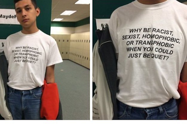 Estudante faz foto ficar super-viral pela mensagem poderosa que tem na t-shirt