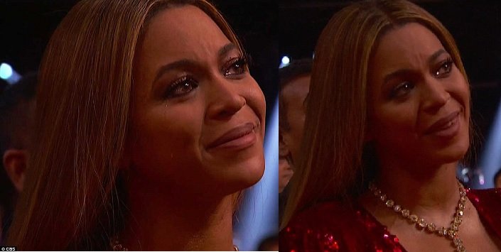 Beyoncé chora quando Adele recebe Grammy &#8220;Álbum do Ano&#8221;