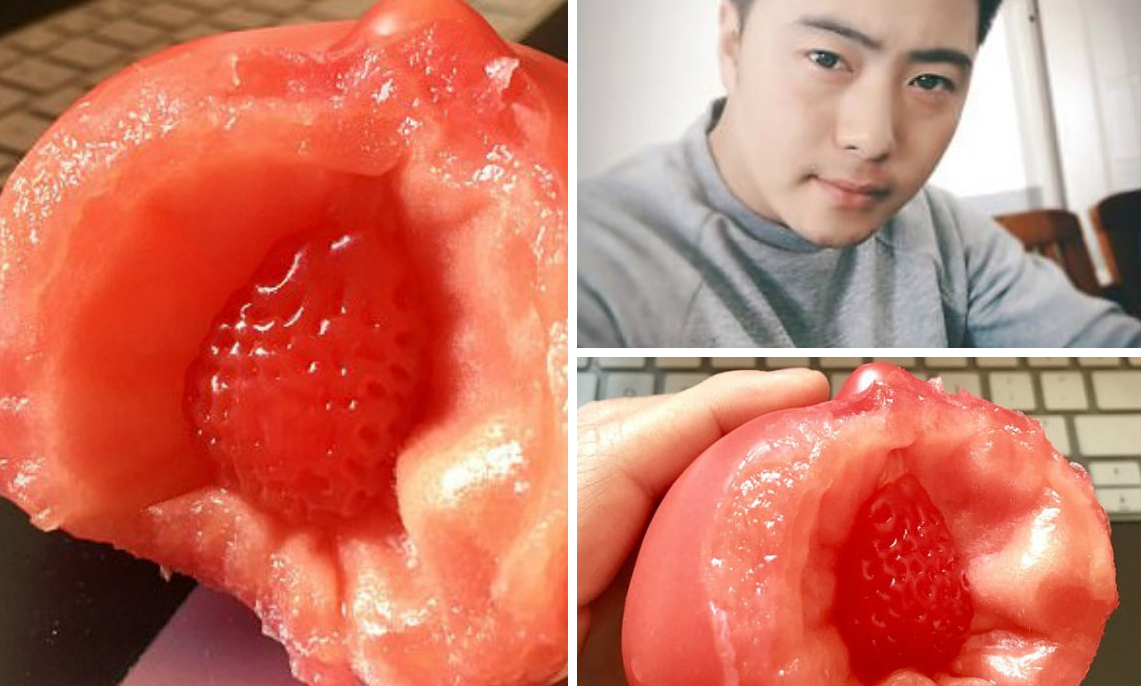 Estudante descobre morango dentro de um tomate