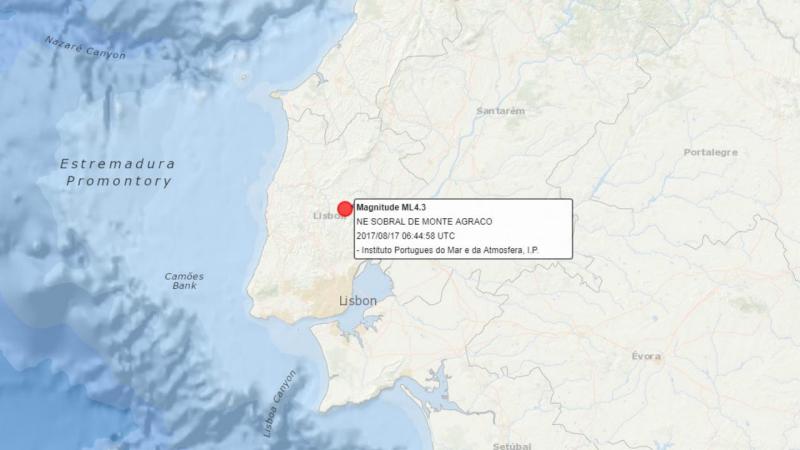 Sismo de 4.3 foi sentido entre Lisboa e Leiria