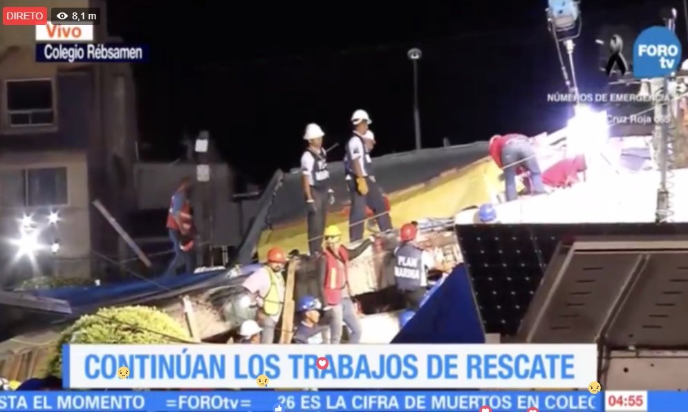 Em directo: Menina de 12  anos está a ser resgatada no Colégio Enrique Rebsamen, no México