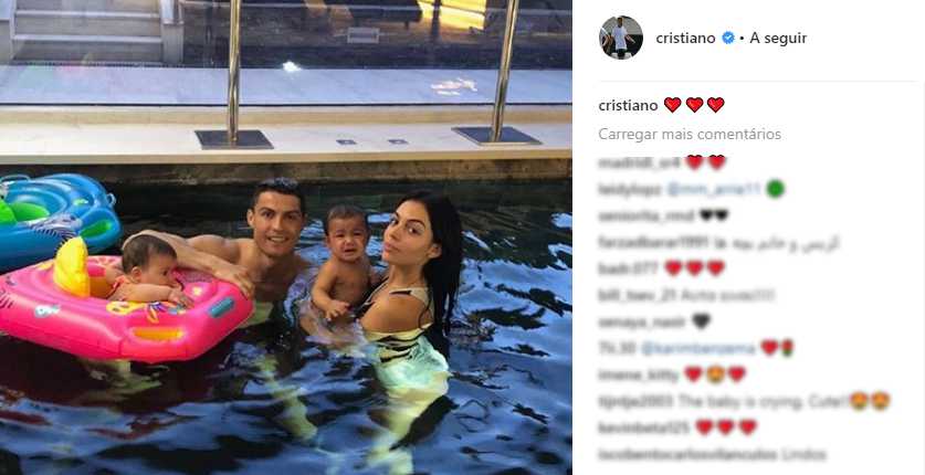 Agora foi a vez de Ronaldo partilhar uma fotografia com os gémeos