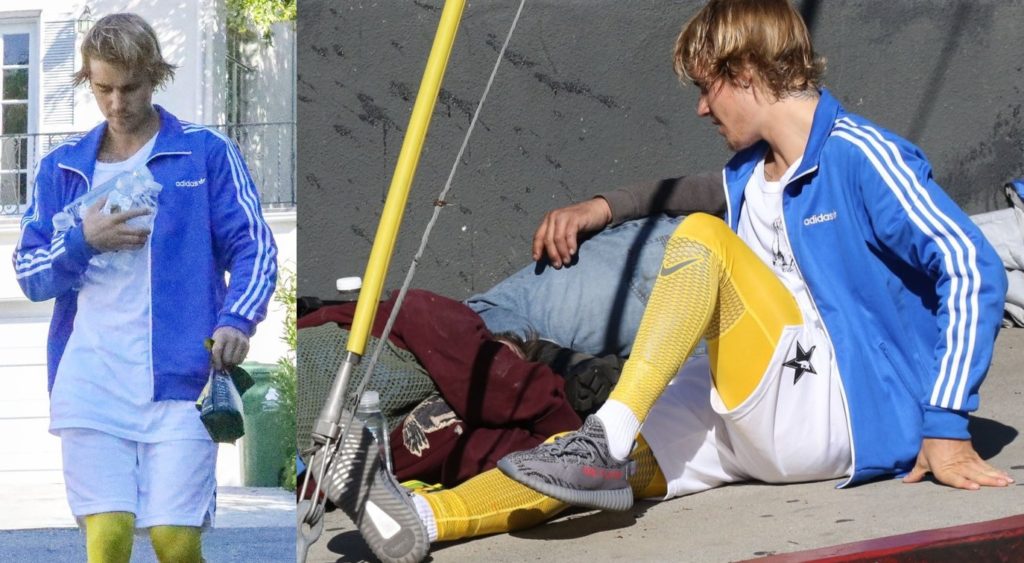 Justin Bieber conversa e oferece água e comida a sem-abrigo