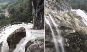 Video: estrada &#8220;mais assustadora do mundo&#8221; tem cascata incluída