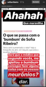 Vídeo: Sofia Ribeiro revela quem são os &#8220;responsáveis&#8221; pelo seu &#8216;bumbum&#8217;
