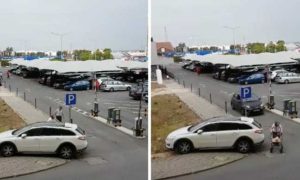 Video: Carro mal estacionado obriga idosa a desvio perigoso