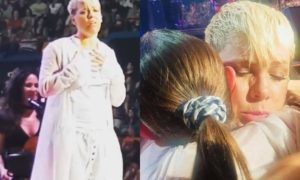 P!nk parou concerto para abraçar jovem de 14 anos que perdeu a mãe