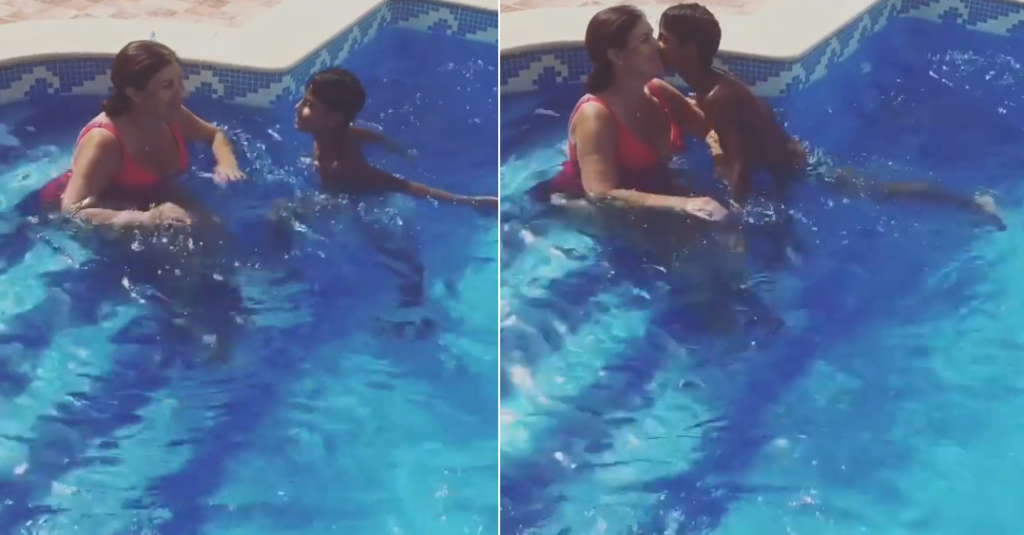 Video: Dolores Aveiro partilha momento ternurento com Cristianinho Júnior na piscina