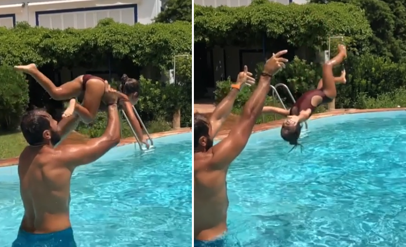 Vídeo: Carolina Patrocínio partilha mergulho acrobático da filha