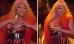 Video: Nicky Minaj fica com seios à mostra em concerto