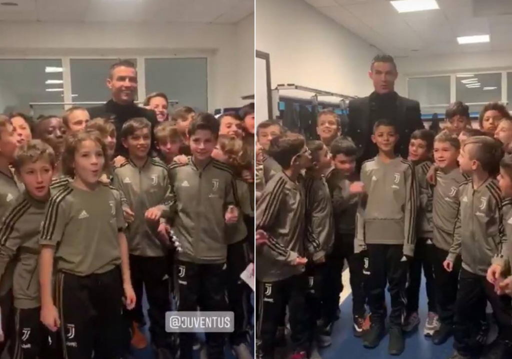 Video: Cristiano Ronaldo faz visita à equipa do filho, e recebe &#8220;palavras especiais&#8221;