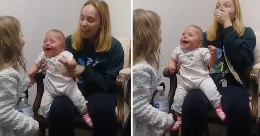 Video: Bebé ri de forma contagiante ao ouvir a irmã pela primeira vez