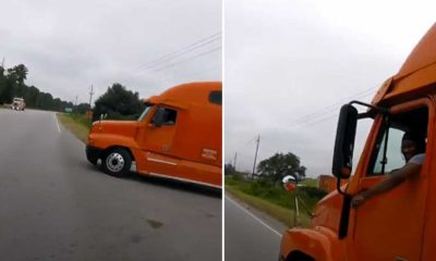 Video: Camionista quase atropela ciclista, e volta atrás para pedir desculpa