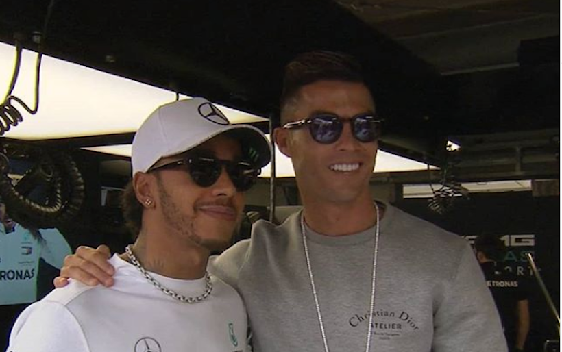 Cristiano Ronaldo coloca o filho a conduzir o Fórmula 1 de Lewis Hamilton