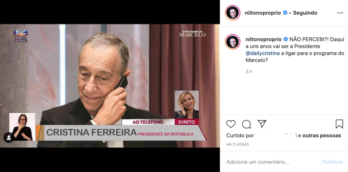 &#8220;Presidente Cristina Ferreira?&#8221;: Nilton reage com montagem hilariante
