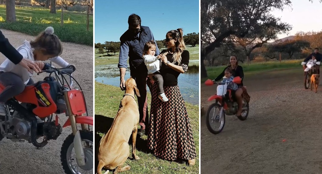 Carolina Patrocínio e Gonçalo Uva divertidos em passeio de mota com as filhas