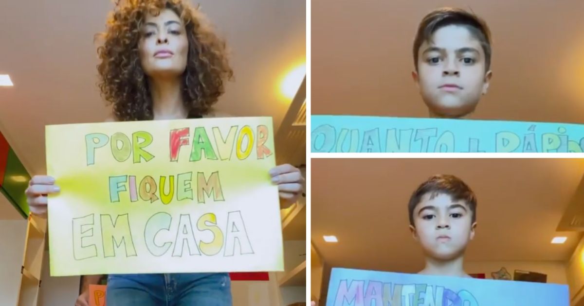 Video: Juliana Paes &#8216;junta&#8217; família para apelo sobre coronavírus