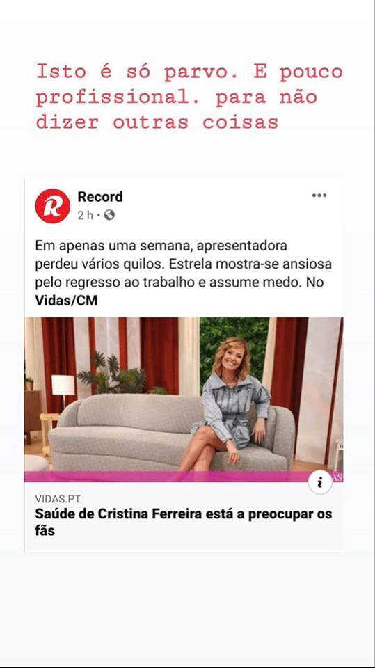 Cristina Ferreira reage a notícia: &#8220;É só parvo&#8230; para não dizer outras coisas&#8221;