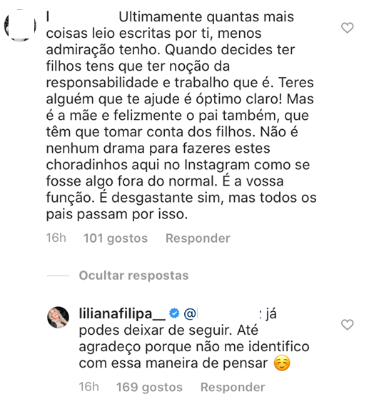 Criticada por seguidora, Liliana Filipa responde: &#8220;Podes deixar de seguir. Até agradeço&#8230;&#8221;