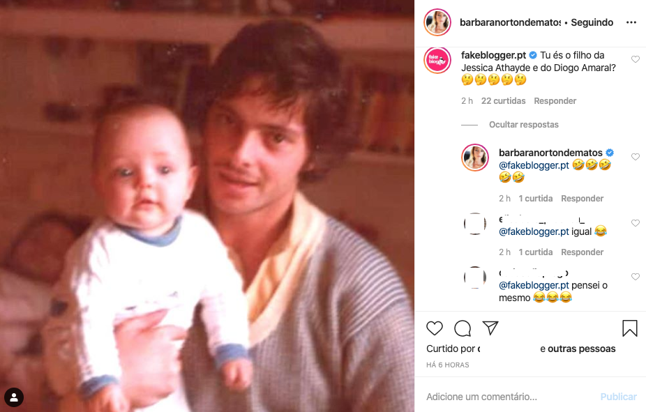 Bárbara Norton de Matos revela foto em bebé e é questionada: &#8220;És o filho da Jessica Athayde e do Diogo Amaral?&#8221;