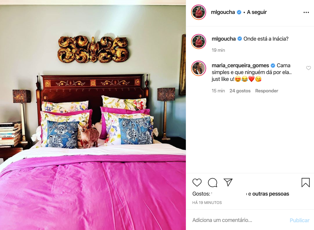 Goucha revela foto do quarto e Maria C. Gomes reage: &#8220;Cama simples e que ninguém dá por ela&#8230;&#8221;