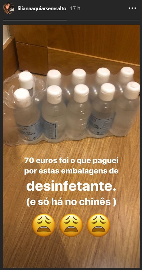 Liliana Aguiar indignada: &#8220;70€ foi o que paguei por estas embalagens de desinfectante&#8230;&#8221;